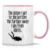 Retreez Funny Mug - Closer I Get To The Bottom Farther Away from Idiots Scuba Diver Diving 11 Oz Ceramic Coffee Mugs - Sarcastic Inspirational birthday gifts - White Mug with Pink Handle and Inner view 1