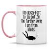 Retreez Funny Mug - Closer I Get To The Bottom Farther Away from Idiots Scuba Diver Diving 11 Oz Ceramic Coffee Mugs - Sarcastic Inspirational birthday gifts - White Mug with Pink Handle and Inner view 2