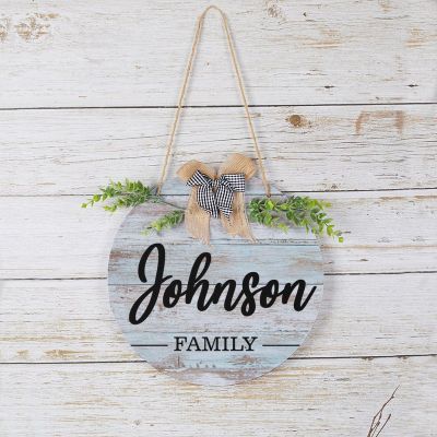 Welcome Family Name Sign, Custom Door Hanger,Personalized Last Name Sign, Personalized Wedding Gift, PVC Door Sign, Round Welcome Door Wreath, Rustic Front Door Decor, Housewarming Gift, 12"