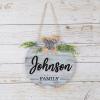 Welcome Family Name Sign, Custom Door Hanger,Personalized Last Name Sign, Personalized Wedding Gift, PVC Door Sign, Round Welcome Door Wreath, Rustic Front Door Decor, Housewarming Gift, 12" view 1