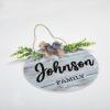 Welcome Family Name Sign, Custom Door Hanger,Personalized Last Name Sign, Personalized Wedding Gift, PVC Door Sign, Round Welcome Door Wreath, Rustic Front Door Decor, Housewarming Gift, 12" view 2