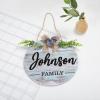 Welcome Family Name Sign, Custom Door Hanger,Personalized Last Name Sign, Personalized Wedding Gift, PVC Door Sign, Round Welcome Door Wreath, Rustic Front Door Decor, Housewarming Gift, 12" view 3