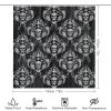 Gothic Vintage Skull 4 Pcs Waterproof Shower Curtain Set,Abstract Damask Background Antique Exotic Floral Skull with Waterproof Toilet Cover Shower Mat Rugs view 2
