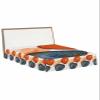 Blue Orange Red Boho Bed Skirt Queen Size 16 Inch Drop with Split Corners,Modern Geometric Middle Century Abstract Art Dust Ruffled Pleated Bed Skirts Wrap Around Tailored Bed Skirt Valance Bedroom view 1