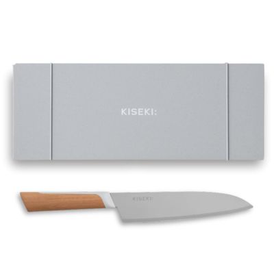KISEKI: 7.1 Inch Santoku Japanese Chef's Knife, 1.2 mm Tungsten Carbide Alloy Blade, Ergonomic Yamazakura Cherry Wood Handle, Rust Resistant, Made in Japan