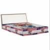 4th of July Bed Skirt Queen Size 18 Inch Drop with Split Corners, Independence Day Spring Floral American Wooden Dust Ruffled Pleated Bed Skirts Wrap Around Tailored Bed Skirt Valance for Bedroom view 1