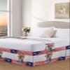 4th of July Bed Skirt Queen Size 18 Inch Drop with Split Corners, Independence Day Spring Floral American Wooden Dust Ruffled Pleated Bed Skirts Wrap Around Tailored Bed Skirt Valance for Bedroom view 2