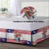 4th of July Bed Skirt Queen Size 18 Inch Drop with Split Corners, Independence Day Spring Floral American Wooden Dust Ruffled Pleated Bed Skirts Wrap Around Tailored Bed Skirt Valance for Bedroom view 4