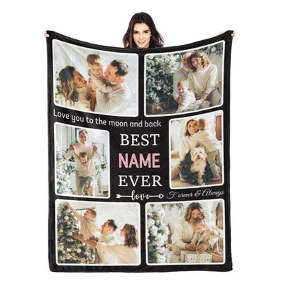 Esthqetic Custom Blanket with Picture Custom Photo Blanket Personalized Valentines Day Blanket with Pictures Customized Mothers Day Photo Throw Blanket Custom Birthday Gifts for Kids Wife Women