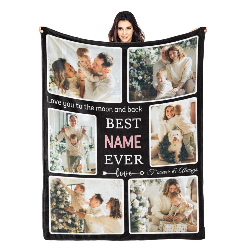 Esthqetic Custom Blanket with Picture Custom Photo Blanket Personalized Valentines Day Blanket with Pictures Customized Mothers Day Photo Throw Blanket Custom Birthday Gifts for Kids Wife Women
