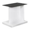 Benjara Liam 22 Inch Square Side End Table, Wood, Pedestal Base, Glass Top, White, Black view 1