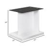 Benjara Liam 22 Inch Square Side End Table, Wood, Pedestal Base, Glass Top, White, Black view 2