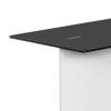 Benjara Liam 22 Inch Square Side End Table, Wood, Pedestal Base, Glass Top, White, Black view 3