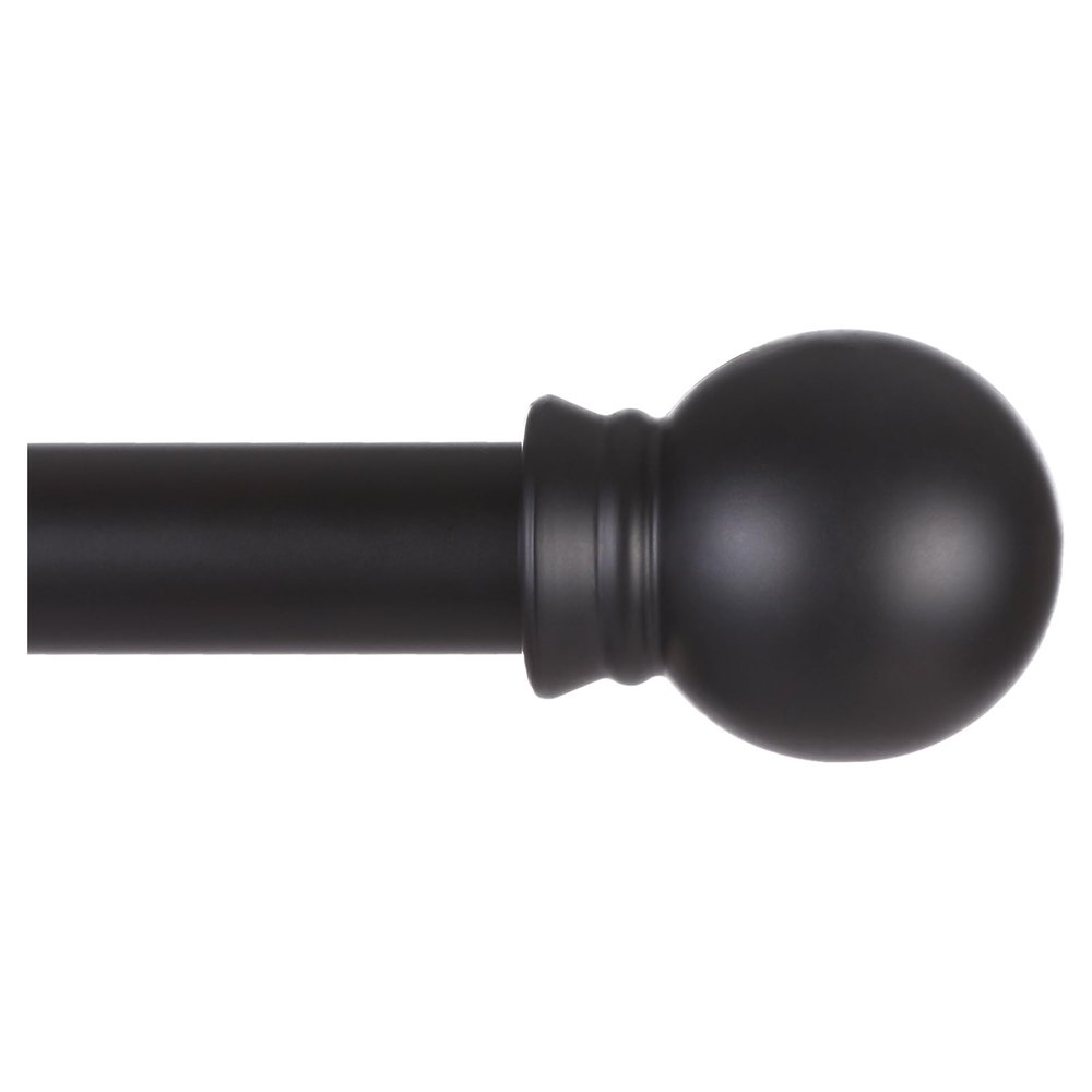 Thestoa Black Curtain Rods for Windows 66 to 120 inch, 5/8" Diameter Matte Black Small Curtain Rods for Bedroom, Living Room, Kitchen, Outdoor, Farmhouse