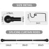 Thestoa Black Curtain Rods for Windows 66 to 120 inch, 5/8" Diameter Matte Black Small Curtain Rods for Bedroom, Living Room, Kitchen, Outdoor, Farmhouse view 3