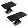 Stretchable Modern Marble Table, Rectangular Table for 4-6 People, Suitable for Restaurants, X-Shaped Legs, Metal Base (Black Marble) view 2
