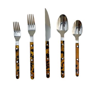 20 Piece Utensil Sets Silverware Set for 4,Amber Pattern Rivet Stainless Steel Cutlery Set Flatware Mirror Polished Ergonomic Durable Tableware Utensil Sets for Home Kitchen Restaurant
