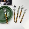 20 Piece Utensil Sets Silverware Set for 4,Amber Pattern Rivet Stainless Steel Cutlery Set Flatware Mirror Polished Ergonomic Durable Tableware Utensil Sets for Home Kitchen Restaurant view 4