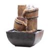 VALTEV Tabletop Water Fountain Tabletop Fountain Small Zen Water Fountain 2-Layer Resin Small Wooden Barrel and Circulating Water Fountain Home Garden Office Decoration Home Decor view 1