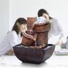 VALTEV Tabletop Water Fountain Tabletop Fountain Small Zen Water Fountain 2-Layer Resin Small Wooden Barrel and Circulating Water Fountain Home Garden Office Decoration Home Decor view 3