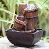 VALTEV Tabletop Water Fountain Tabletop Fountain Small Zen Water Fountain 2-Layer Resin Small Wooden Barrel and Circulating Water Fountain Home Garden Office Decoration Home Decor view 4