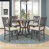 Harper & Bright Designs Retro Style Round Kitchen Dining Table Set for 4, 5 Piece Round Dining Table and 4 Fabric Chairs with Special-Shaped Table Legs and Storage Shelf, Gray view 1