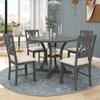 Harper & Bright Designs Retro Style Round Kitchen Dining Table Set for 4, 5 Piece Round Dining Table and 4 Fabric Chairs with Special-Shaped Table Legs and Storage Shelf, Gray view 2