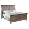 Benjara Ella Modern Queen Size Bed, Faux Leather Upholstery, Nailhead Trim, Gold view 1