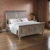 Benjara Ella Modern Queen Size Bed, Faux Leather Upholstery, Nailhead Trim, Gold view 2