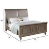 Benjara Ella Modern Queen Size Bed, Faux Leather Upholstery, Nailhead Trim, Gold view 3