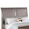 Benjara Ella Modern Queen Size Bed, Faux Leather Upholstery, Nailhead Trim, Gold view 4