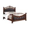 Benjara Jax Traditional Queen Size Bed, Tufted Upholstered Headboard, Cherry, Brown, Gray view 1