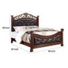 Benjara Jax Traditional Queen Size Bed, Tufted Upholstered Headboard, Cherry, Brown, Gray view 3