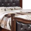 Benjara Jax Traditional Queen Size Bed, Tufted Upholstered Headboard, Cherry, Brown, Gray view 4
