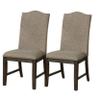 Benjara 20 Inch Dining Chair, Set of 2, Fabric, Espresso Wood, Nailhead Trim, Brown, Gray view 1