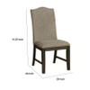 Benjara 20 Inch Dining Chair, Set of 2, Fabric, Espresso Wood, Nailhead Trim, Brown, Gray view 3