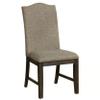 Benjara 20 Inch Dining Chair, Set of 2, Fabric, Espresso Wood, Nailhead Trim, Brown, Gray view 4