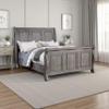 Benjara Demi California King Bed, Sleigh Headboard, Panel Molding, Oak Gray Wood view 2