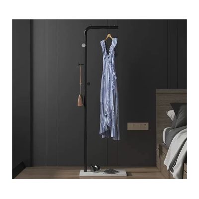 Coat Rack Floor Hanging Clothes Rack Bedroom Simple Coat Rack Home Living Room Clothes Rack Single Rod Type Shelf Tree Hat Hanger Holder (Color : Black+White, Size : 150cm)