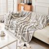 VM VOUGEMARKET Sectional Couch Cover for 3 Cushion Geometric Pattern Chenille Sofa Cover Dog Cat Proof Universal Sofa Slipcover L Shaped Sofa Furniture Protector with Tassels-71 x 134,Gray view 4