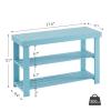 Apicizon Bamboo Shoe Rack for Entryway, 3-Tier Shoe Rack Bench for Front Indoor Entrance, Small Shoe Organizer with Storage, Blue view 3