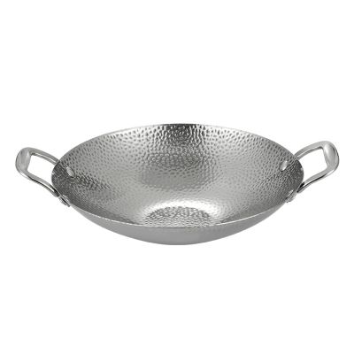 SVRITE Stainless Steel Paella Pan Uncoated Non- Stick Skillet 8"/9"/10"/11" Fry Pan Small Hot Pot Noodles Pans with Double Handles Stockpot for Home Restaurants, and More (9 inch,Silver)