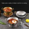 SVRITE Stainless Steel Paella Pan Uncoated Non- Stick Skillet 8"/9"/10"/11" Fry Pan Small Hot Pot Noodles Pans with Double Handles Stockpot for Home Restaurants, and More (9 inch,Silver) view 2
