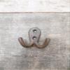 Vintage 5 Rustic Double Coat Hooks Cast Iron Wall Mount Hat Hook Towel Hardware view 2