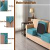 XSlive 3 Pieces Velvet High Stretch Sofa Covers for 1 Cushion Couch Sofa Slipcovers, Washable Furniture Protector with Drawstring Anti Slip Bottom, Soft and Plush Fabric for Kids and Pet (Blue) view 3