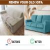 XSlive 3 Pieces Velvet High Stretch Sofa Covers for 1 Cushion Couch Sofa Slipcovers, Washable Furniture Protector with Drawstring Anti Slip Bottom, Soft and Plush Fabric for Kids and Pet (Blue) view 4