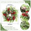 Lyrow 6 Pcs Christmas Candle Rings Wreath Xmas Kitchen Cabinet Mini Wreath Artificial Berries Snowy Pine Candle Ring Holder for Christmas Chandelier Home Table Centerpiece Indoor Decor view 3