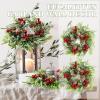 Lyrow 6 Pcs Christmas Candle Rings Wreath Xmas Kitchen Cabinet Mini Wreath Artificial Berries Snowy Pine Candle Ring Holder for Christmas Chandelier Home Table Centerpiece Indoor Decor view 4