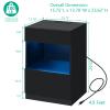 HOMMPA Set of 2 Open Shelf LED Nightstand with Charging Station 2 Drawers Bedside Table Black Night Stand with Storage Smart Nightstands High Gloss Night Table with Led Light for Bedroom Furniture view 2