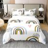 Castle Fairy 100% Pure Cotton Cartoon Rainbow Clouds Duvet Cover Set Queen for Kids Boys Hearts and Clouds Bedding Set Cartoon Style Rainbow Comforter Cover with 2 Pillowcases,Ultra Soft view 1